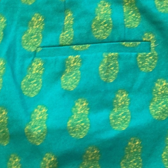 J CREW Green Pineapple Print Short Shorts Cotton Sz 2 EUC Button and Zip Flirty - Picture 5 of 5